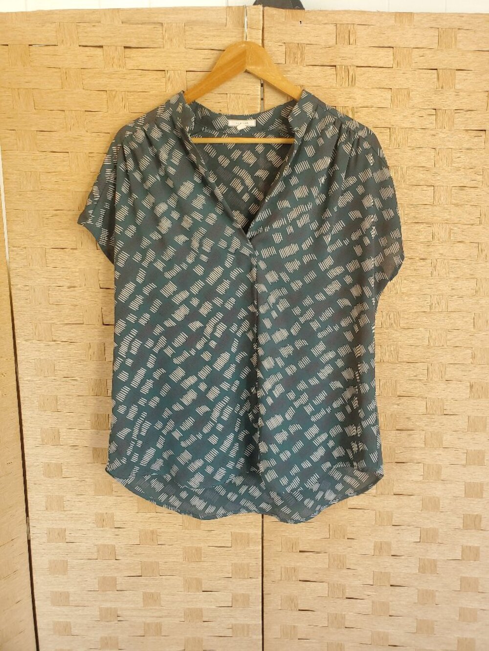 Pleione Blouse Size Medium V-Neck Short Sleeve